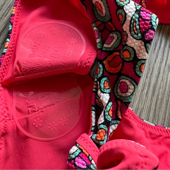 LA DOUBLEJ Tie Front Short Sleeve Swim Top & Bow Brief sz XS 425$ - Picture 10 of 13